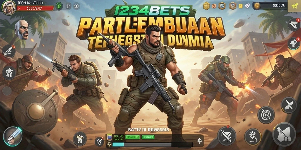 Tangkapan layar gameplay 1234BETS yang seru di medan perang Battle Royale.