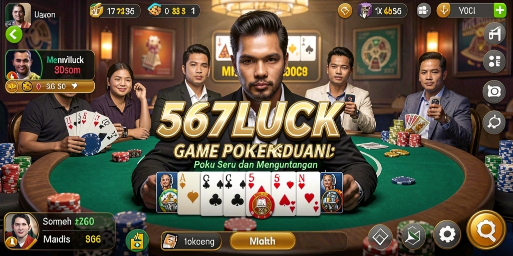 Tampilan dinamis gameplay Poker di 567LUCK dengan suasana kompetitif.