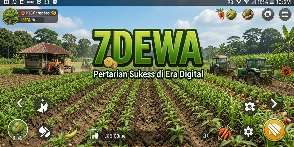 Tangkapan layar gameplay 7DEWA menampilkan aktivitas bertani yang seru.