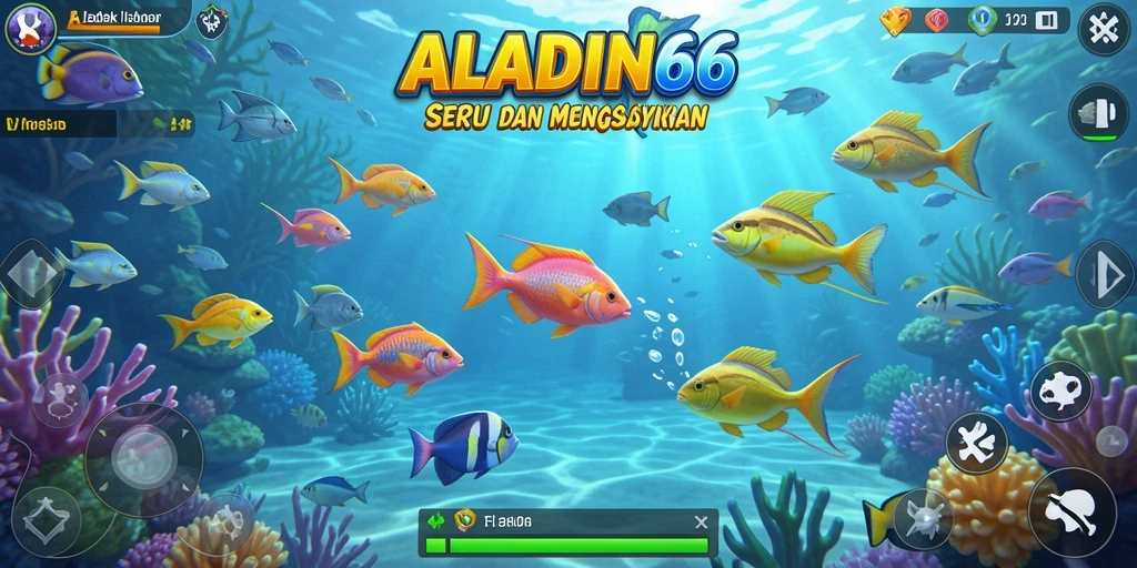 Tampilan gameplay seru dalam ALADIN66 yang menampilkan aksi Tembak Ikan.