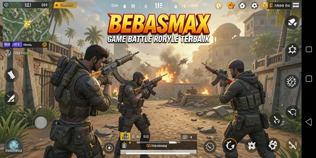 Screenshot gameplay BEBASMAX yang penuh aksi Battle Royale.