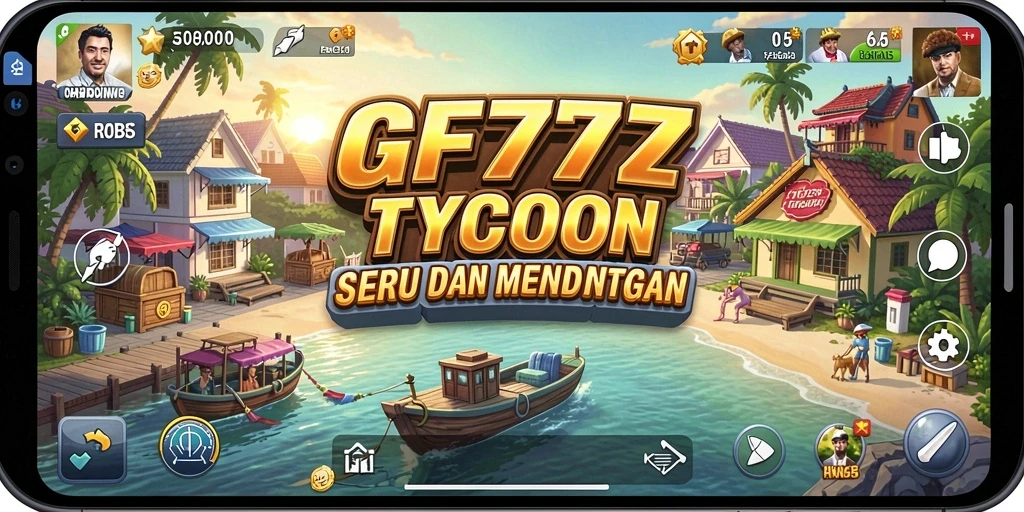 Tampilan gameplay <strong>GF777</strong> dengan berbagai aktivitas Tycoon yang menarik.