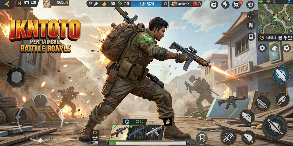 Gambar tampilan gameplay Battle Royale yang seru di IKNTOTO.