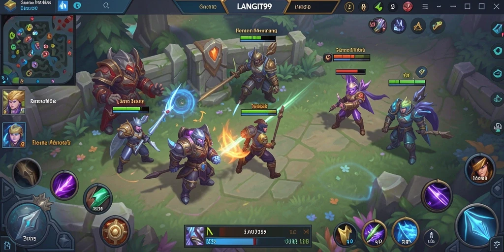 Screenshot menampilkan aksi seru dalam game MOBA LANGIT99.