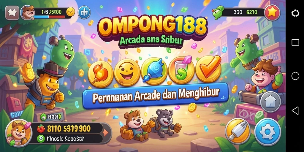 Screenshot dari gameplay OMPONG188 yang menunjukkan suasana arcade yang seru.