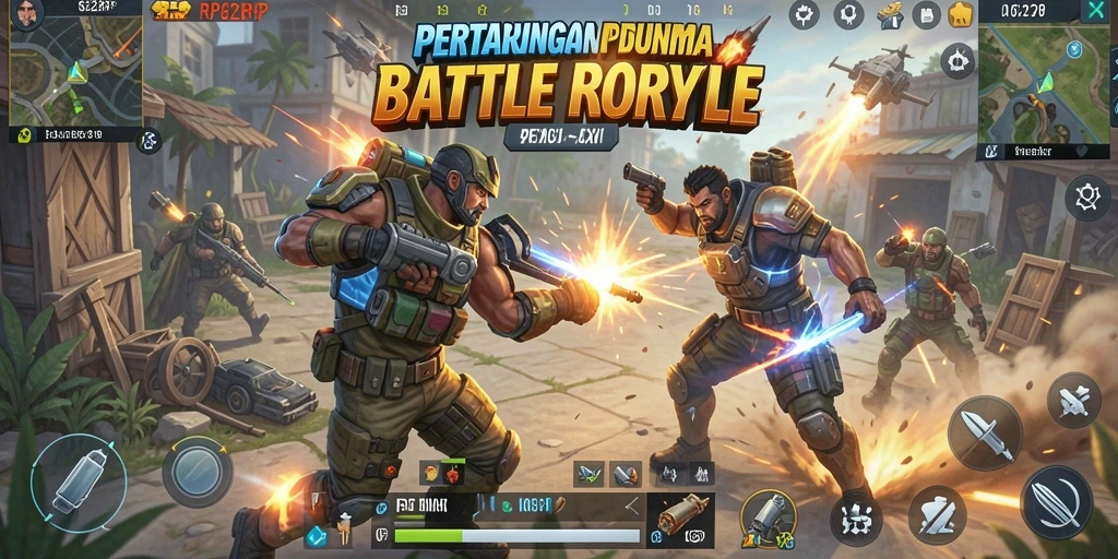 Screenshot gameplay RP62RP yang menampilkan duel seru di medan perang Battle Royale.